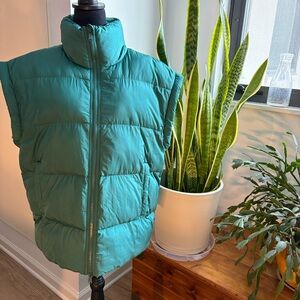 Free People In A Bubble Teal Puffer Vest -sz small  (brilliant forest)